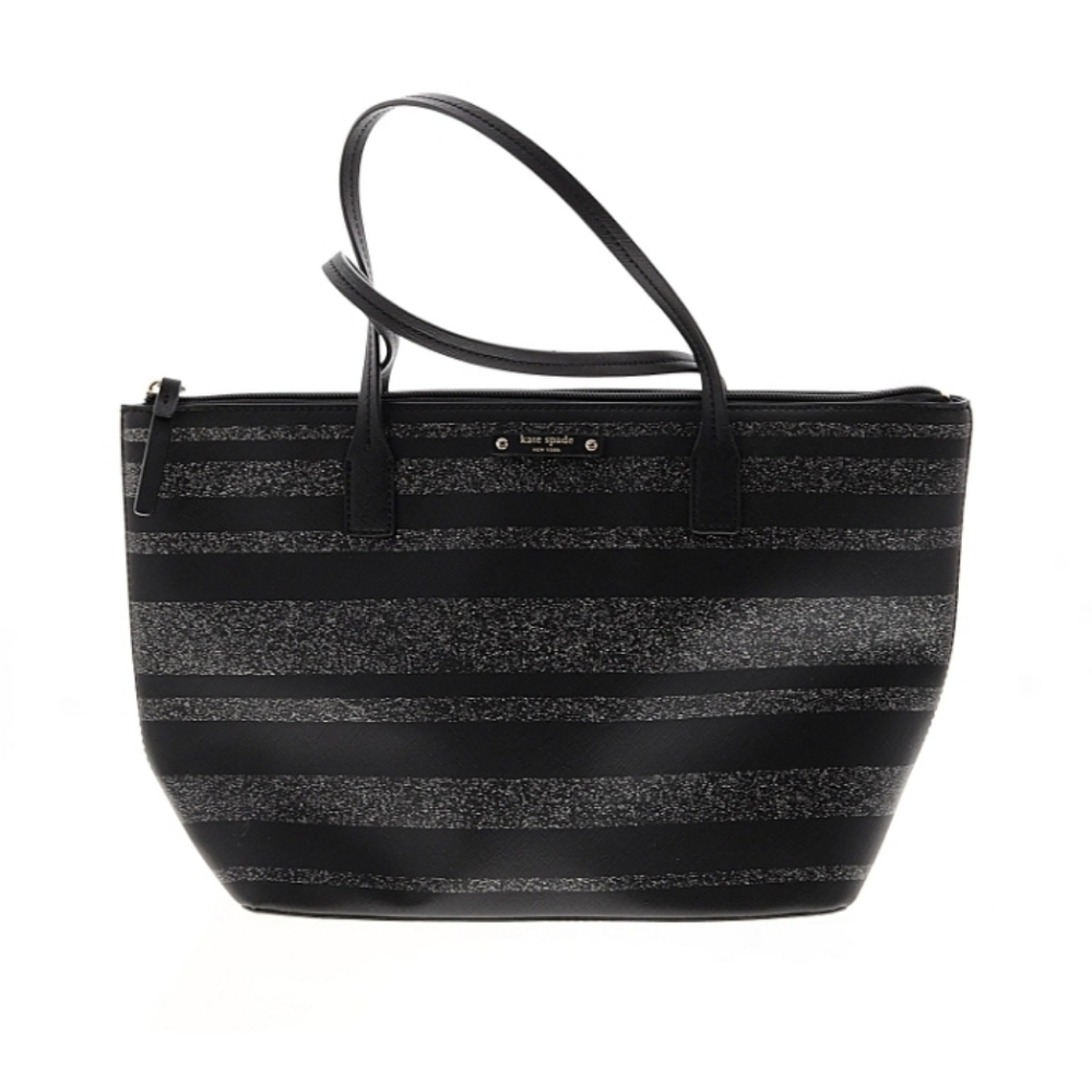 Kate Spade New York Black Stripe Satchel Tote NWOT
